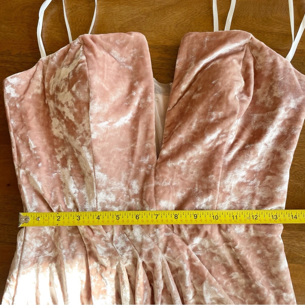 Xscape Pink Crushed Velvet Formal Gown | Size 12 - Picture 11 of 16
